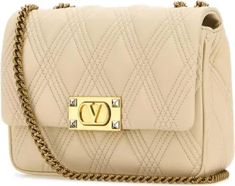 Valentino Garavani Womens Ivory Nappa Leather Medium Quiltie 67 Shoulder Bag Butterwhite Borse A Tracolla