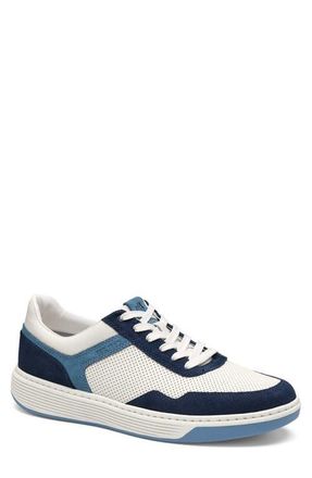 Johnston & Murphy Dawson Sneaker in White Full Grain/Blue/Navy at Nordstrom, Size 10.5