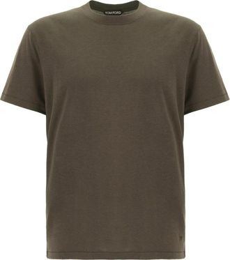 Tom Ford Lyocell Katoen Ronde Hals T-shirt - Heren - T-shirts - Groen - 2XL - Katoen - Tops