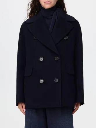 Max Mara S Max Mara Cappotto corto doppiopetto in pura lana vergine con tasche a patta
