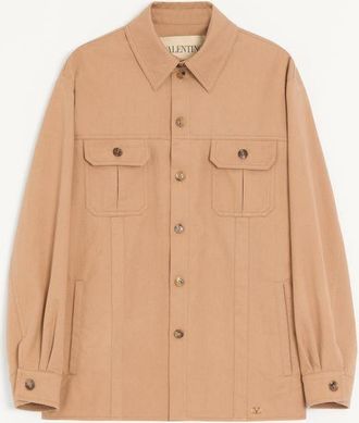 Valentino Giacca camicia Valentino in gabardina di cotone con VLogo Uomo CAMMELLO 44