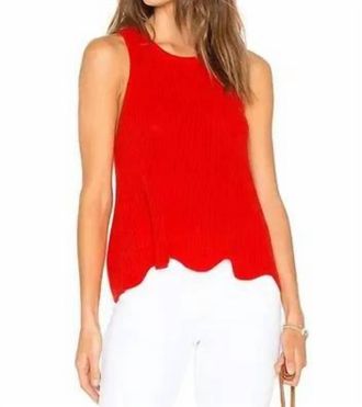 Autumn Cashmere Scallop Shaker Top In Apple