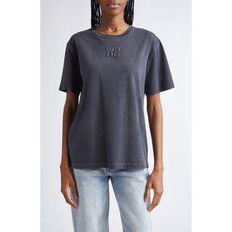 Alexander Wang Hotfix Logo Washed T-Shirt in Washed Black at Nordstrom, Size X-Small