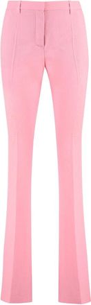 Versace Wollen broek met uitlopende zoom - Dames - Wijde Broeken - Roze - M - Wol - Broeken