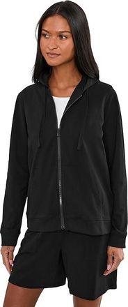 Eileen Fisher Pima Cotton Stretch Jersey Hooded Jacket Womens Jacket Black : XS, Cotton/Spandex
