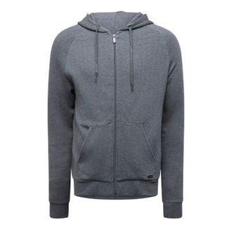 HUGO BOSS Mens Heritage Ribbed Raglan Full Zip Hoodie (Medium Grey) - Size Medium