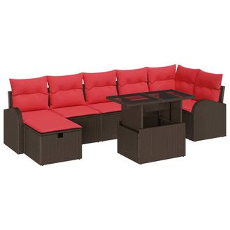 vidaXL Conjunto De Sof&aacute; De Jard&iacute;n Con Coj&iacute;n 8 Pcs Marr&oacute;n Polirat&aacute;n Vidaxl