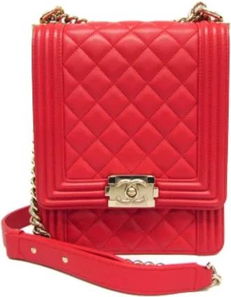 Chanel Tweedehands leren schoudertassen - Dames - Vintage Schoudertas - Rood - ONE Size - Vintage