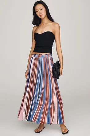 Maeve Sheer Pleated Maxi Skirt