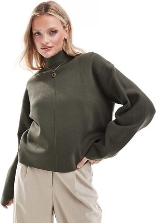 & Other Stories Maglia con collo alto color kaki scuro-Verde