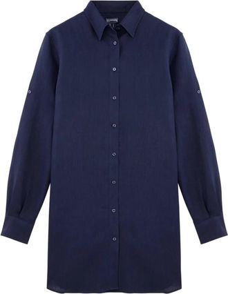 Vilebrequin Fragance Linnen Overhemdjurk - Dames - Shirt Kleedjes - Blauw - L - Linnen - Kleedjes