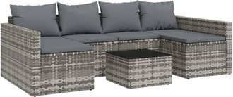 vidaXL Vidaxl - Set de muebles de jardín 2 pzas cojines ratán sintético gris