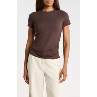 Vince Crewneck Ruched T-Shirt in Dark Coffee at Nordstrom Rack, Size X-Small