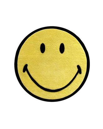 Maison Deux Smiley Rug in Yellow /Black Print at Nordstrom, Size 3Ft 0In X 3Ft 0In