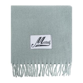 Marni Winter Scarves, female, Green, Size: ONE SIZE Scarf with Logo Patch