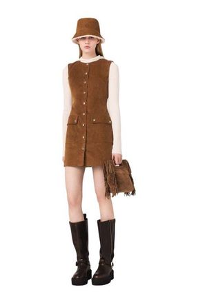 Maje Short corduroy dress in Camel at Nordstrom, Size 42 Eu