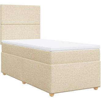 vidaXL Vidaxl - Cama Box Spring Con Colch&oacute;n Tela Color Crema 80x200 Cm