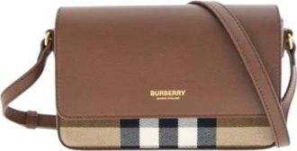 Burberry Compact House Check Bruine Tas - Dames - Schoudertassen - Bruin - ONE Size - Katoen - Tassen