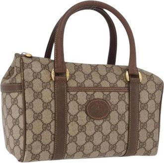 Gucci Pre-owned Vintage Canvas Hand Bag - Dames - Vintage Handtas - Beige - ONE Size - Leer - Vintage