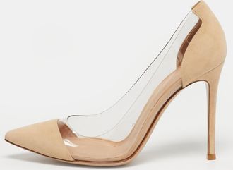 Gianvito Rossi Transparent/beige Pvc And Suede Plexi Pumps