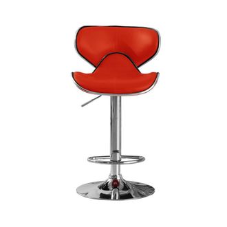 Netfurniture Polsode Bar Stool PU Chrome & Red (2s)
