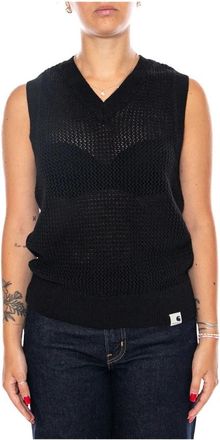 Carhartt Work in Progress Stockton Vest - Dames - V-hals truien - Zwart - S - Katoen - Truien & Vesten
