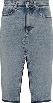 Stella McCartney Rokken, Dames, Blauw, S, Denim, Midi Rokken met Splitten en Zakken