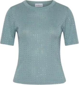 Marella Tops, Dames, Blauw, L, Denim, Pacche 003 T-Shirt