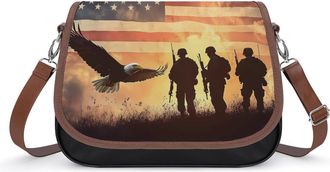 Generic U.S. Flag Military Soldiers Small Womens Crossbody Bags Shoulder Handbag with Adjustable Strap for Travel