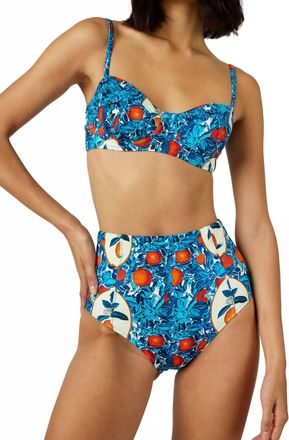 Hunter Bell High-Waisted Bikini Bottom In Orange Grove