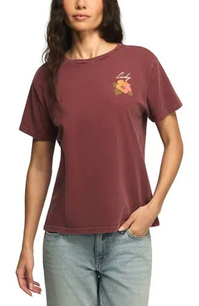Lucky Brand Hibiscus Boyfriend T-Shirt in Oxblood Red at Nordstrom, Size X-Small