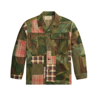 Ralph Lauren Light Jackets, male, Green, Size: XL Quilted Camo Shirt Jacket