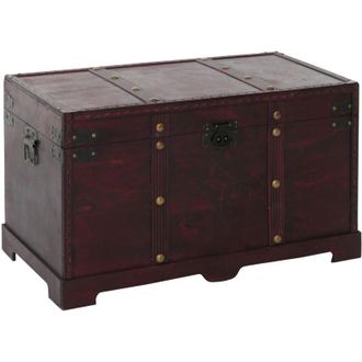 Hhg Non utilizzato] Baule forziere Valencia decorativo legno bordi quadrati 38x67x39cm versione xl