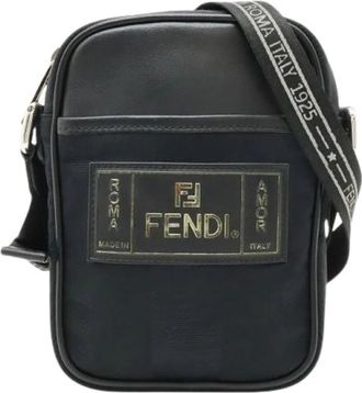 Fendi Pre-owned Nylon Leather Pequin Shoulder Bag - Dames - Vintage Schoudertas - Zwart - ONE Size - Nylon - Vintage