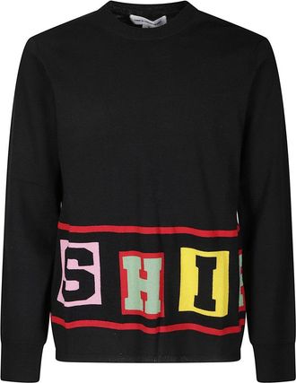 Comme Des Garçons Crew Neck Sweater With Bold Lettering Detail