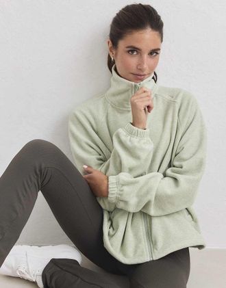 Aim'n giacca in pile con zip color pistacchio-Verde
