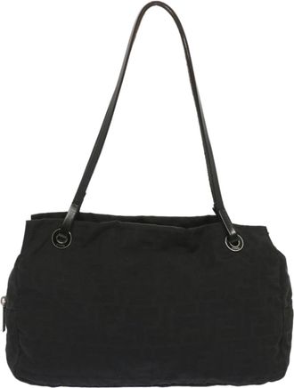 Fendi Zucca Black Canvas Shoulder Bag (Pre-Owned)