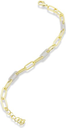 Savvy Cie Jewels 18K YELLOW GOLD PLATED 7TEXTURED PAPER CLIP LINK BRACELET