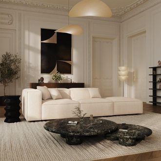 Sia Home Sof&aacute; izquierdo de terciopelo chenilla crema