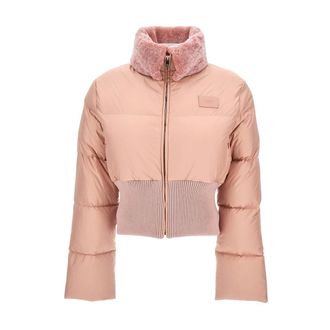 Fendi Technical Fabric And Shearling Down Jacket - female - Fendi - Down Jackets - Pink - L - Jackets