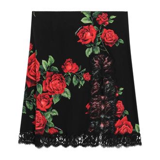 Dolce & Gabbana Bedrukte rok - Dames - Rokken - Zwart - Maat: S Katoen