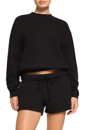 SKIMS Cotton Blend Fleece Classic Crew Sweatshirt in Onyx at Nordstrom, Size X-Small