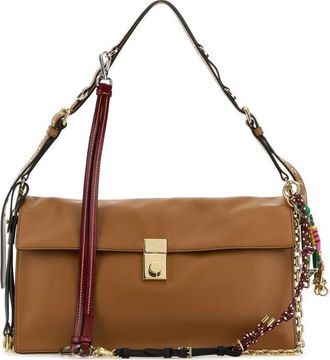 Prada Camel Leather Large Prada Soft Sound Shoulder Bag