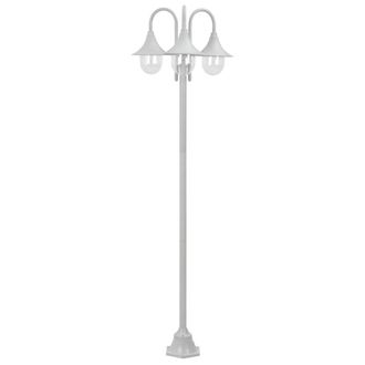 Berkfield Home Garden Post Light E27 220 cm Aluminium 3-Lantern White