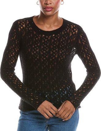 Autumn Cashmere Open Pointelle Crewneck Cashmere Sweater