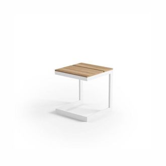 OEM Mesa Tumbona De Teca De Granada 40x40 Zumm, Aluminio Blanco, Teca Homms
