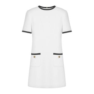 Moschino Abito a trapezio con bordi a zig-zag - - Dresses - Donna - Bianco - S