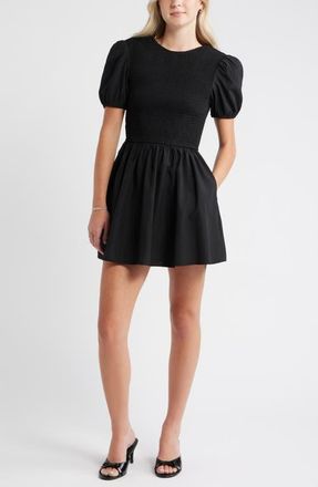 BP. Puff Sleeve Minidress in Black at Nordstrom, Size Xx-Small