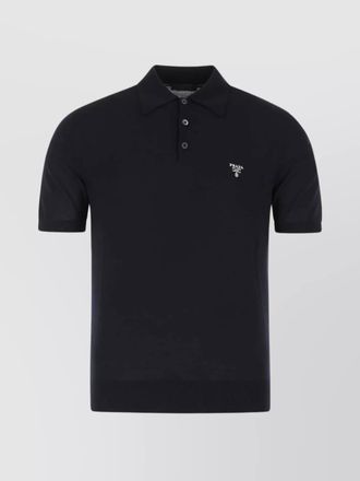 Prada ribbed collar wool polo shirt