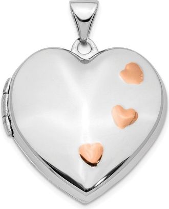Diamond2Deal 14K White Gold Rose Rhodium 22mm Heart Locket Pendant Pendant